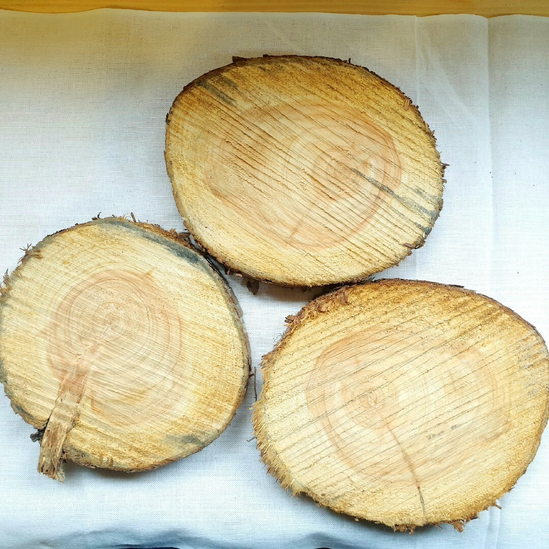 ヒノキ木材　3枚セット　鍋敷き　DIY ハンドメイドの素材/材料(その他)の商品写真