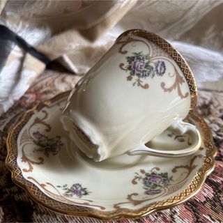 ROYAL ALBERT - 3 フランス製  希少品 Limoges ハンドペイント カップ＆ソーサー