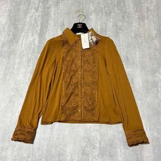 アクシーズファム(axes femme)の未使用 axes femme 前レースBL風カットPO カラシ Mサイズ(カットソー(長袖/七分))