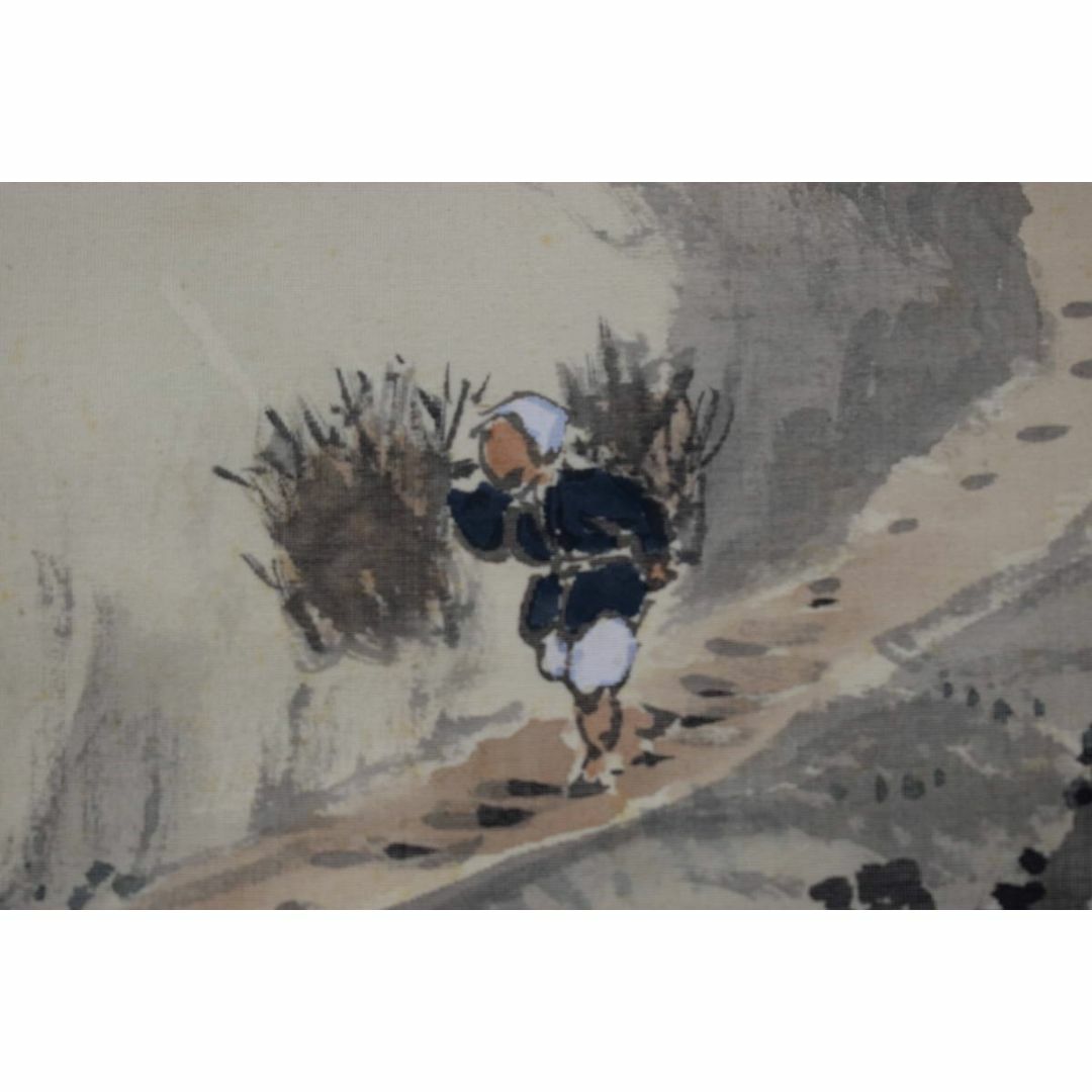 真作】田中一華/秋山帰樵図/秋景山水人物図/掛軸☆宝船☆Y-744の 真作】田中一華/秋山帰樵図/秋景山水人物図/掛軸☆宝船☆Y-744の