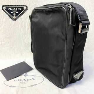 プラダ(PRADA)のプラダ ショルダーバッグ メッセンジャー 三角ロゴ ナイロン レザー 黒(ショルダーバッグ)