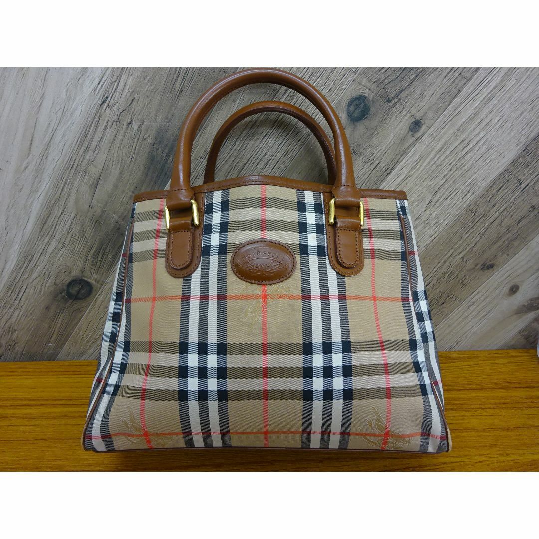 BURBERRY - M奈093 / BURBERRY ノバチェック ハンドバッグ キャンバス レザー