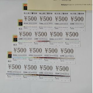 クリエイトレストランツ　株主優待◎8000円分(レストラン/食事券)