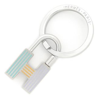 Hermes - エルメス HERMES キーホルダー クイズ レインボー カデナ メタル シルバー×アシデュレ シルバー金具 【箱】【中古】