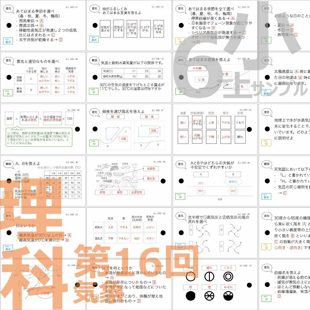 中学受験 暗記カード【6年上 社会・理科 10-17回】予習シリーズ 組分け エンタメ/ホビーの本(語学/参考書)の商品写真