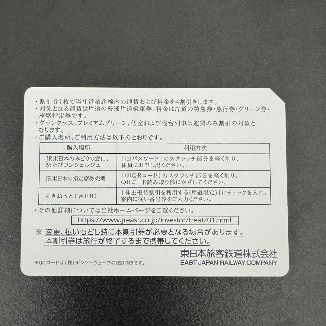 JR(ジェイアール)のJR東日本 株主優待 チケットの乗車券/交通券(その他)の商品写真