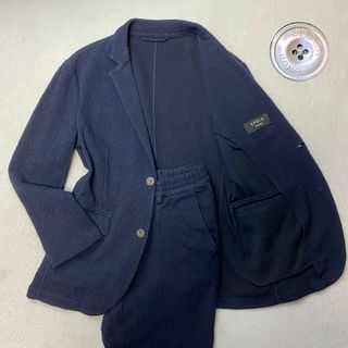 EPOCA UOMO - エポカウォモ　スーツ セットアップ 総柄 シェルボタン パイル生地 ネイビー