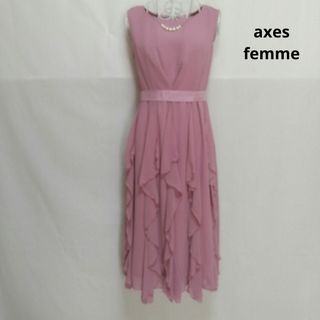 アクシーズファム(axes femme)のaxes femme ラッフルスカートドレス 淡ピンク M(ひざ丈ワンピース)