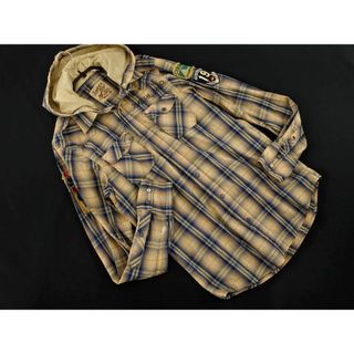 スコッチアンドソーダ(SCOTCH & SODA)のSCOTCH&SODA スコッチアンドソーダ 2WAY チェック スナップボタン シャツ sizeS/ベージュｘ青 ■◇ メンズ(シャツ)