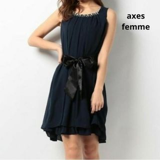 アクシーズファム(axes femme)のaxes femme バック バラ スリット ドレス コン M(ひざ丈ワンピース)