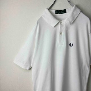 フレッドペリー(FRED PERRY)のフレッドペリー　ポロシャツ　半袖　ビンテージ　英国製　40 L 白　M3 古着(ポロシャツ)