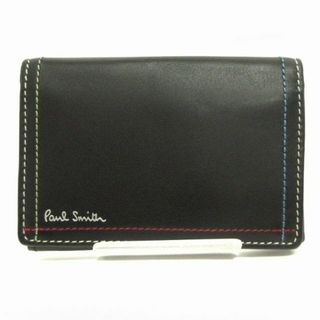 Paul Smith - ポールスミス 美品 名刺入れ 二つ折り ダブルステッチ 黒 ■SM1 ☆AA★