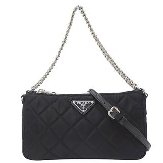 プラダ(PRADA)のプラダ PRADA バッグ レディース ブランド ハンドバッグ ショルダーバッグ 2way ブラック 1BH026 キルティング 小さめ 肩がけ シルバー金具 黒 おしゃれ 【中古】(ハンドバッグ)