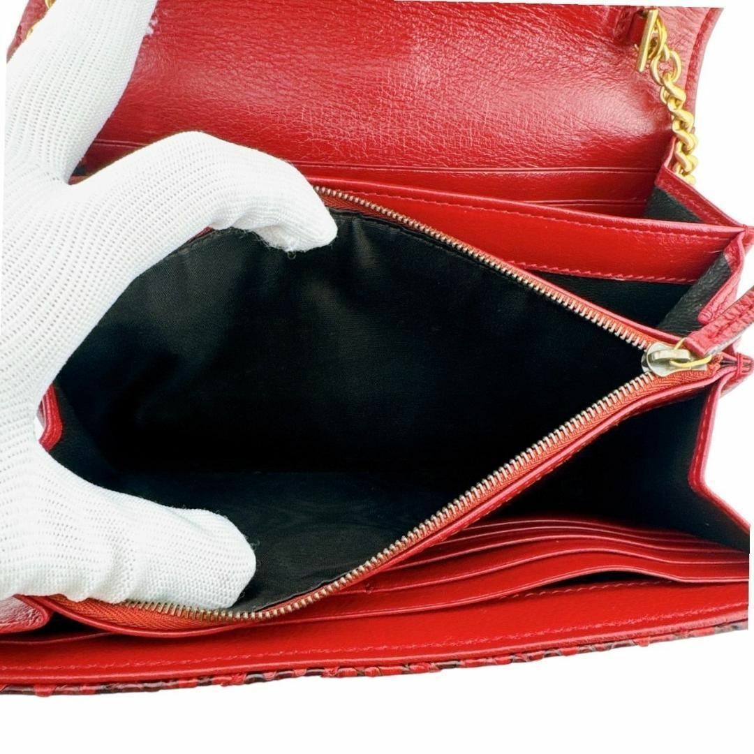 Gucci(グッチ)の良品✨グッチ パイソン キルティング チェーンウォレット ショルダーバッグレッド レディースのバッグ(ショルダーバッグ)の商品写真