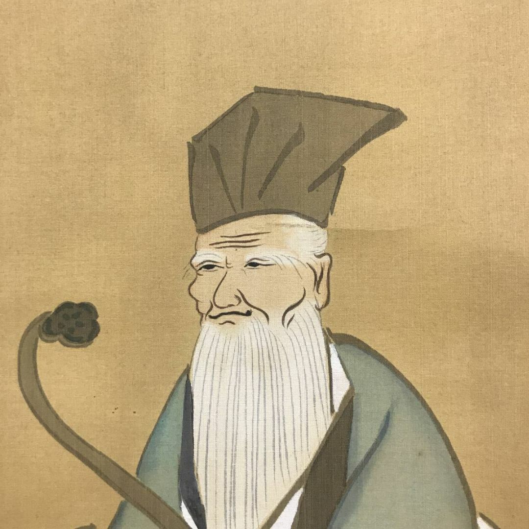 複製】山本梅逸/寿老人図/人物図/工芸品/掛軸☆宝船☆AD-481の 複製】山本梅逸/寿老人図/人物図/工芸品/掛軸☆宝船☆AD-481の