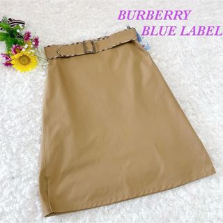 バーバリーブルーレーベル(BURBERRY BLUE LABEL)のBURBERRY バーバリー 台形 スカート ベルト ノバチェック ベージュM(その他)