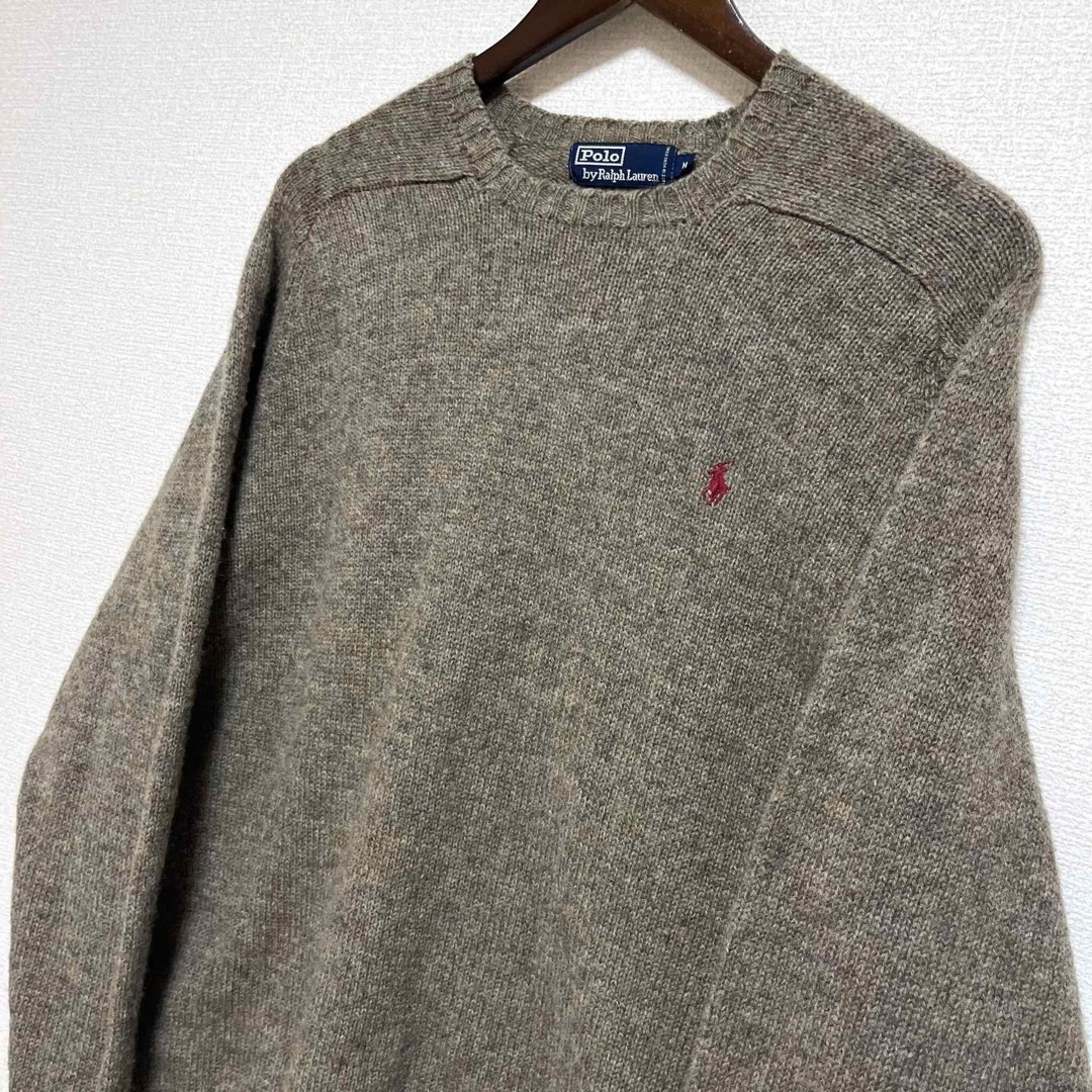 Ralph Lauren(ラルフローレン)の★ポロ ラルフローレン ニット セーター ウール ベージュ系 赤ポニー刺繍 M メンズのトップス(ニット/セーター)の商品写真