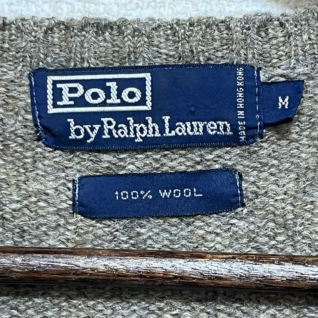 Ralph Lauren(ラルフローレン)の★ポロ ラルフローレン ニット セーター ウール ベージュ系 赤ポニー刺繍 M メンズのトップス(ニット/セーター)の商品写真