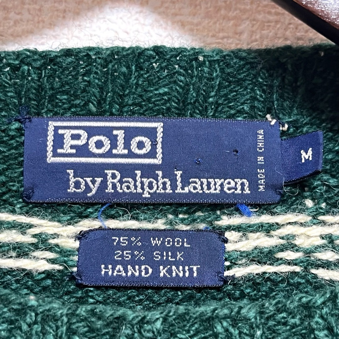 Ralph Lauren(ラルフローレン)の★ラルフローレン ハンドニット ノルディック グリーン×ベージュ ウール シルク メンズのトップス(ニット/セーター)の商品写真