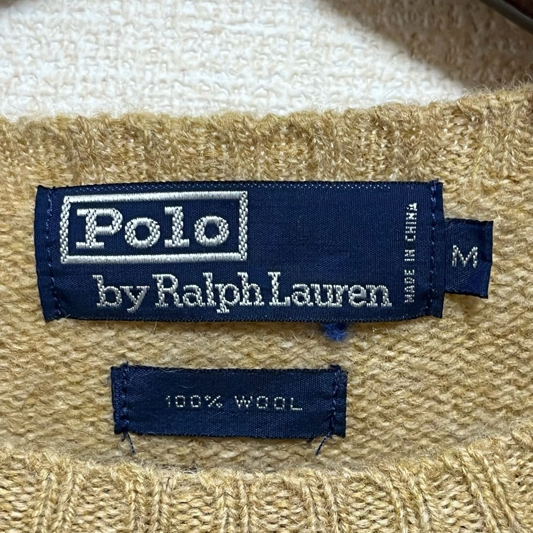 Ralph Lauren(ラルフローレン)の★ポロ ラルフローレン ニット セーター ベージュ ポニー刺繍 ウール 90s メンズのトップス(ニット/セーター)の商品写真