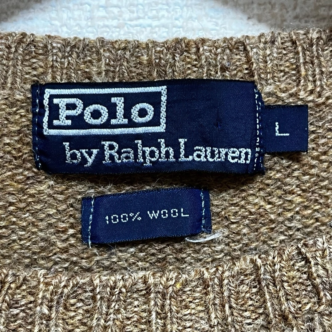 Ralph Lauren(ラルフローレン)の★ポロ ラルフローレン ニット セーター ウール ブラウン 緑ポニー刺繍 L メンズのトップス(ニット/セーター)の商品写真