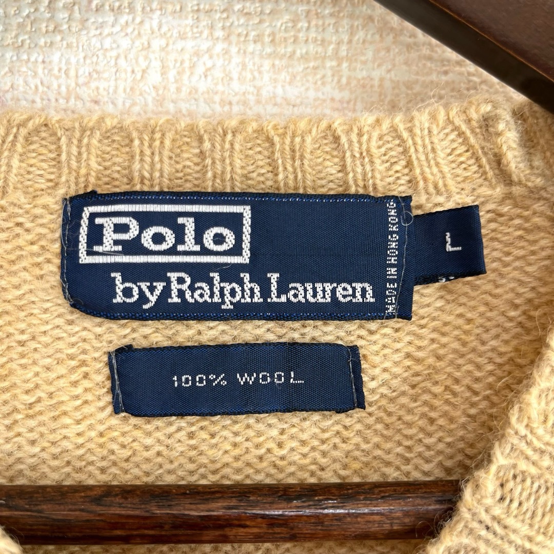 Ralph Lauren(ラルフローレン)の★ポロ ラルフローレン ニット セーター ウール ベージュ 赤ポニー刺繍 L メンズのトップス(ニット/セーター)の商品写真