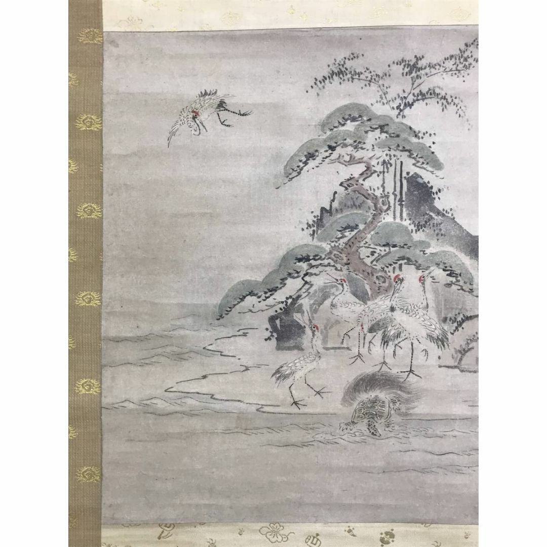 真作/橋本雅邦/蓬莱山図/勝園/祝事横物/掛軸☆宝船☆AD-815の 真作/橋本雅邦/蓬莱山図/勝園/祝事横物/掛軸☆宝船☆AD-815の