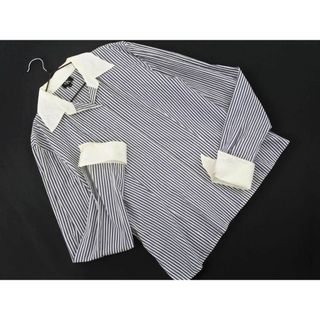 カルバンクライン(Calvin Klein)のCalvin Klein カルバンクライン ストライプ シャツ size6/白ｘ紺 ■◇ レディース(シャツ/ブラウス(長袖/七分))