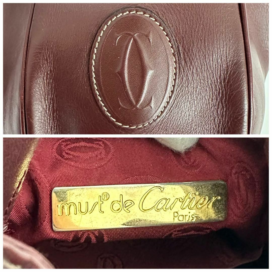 Cartier(カルティエ)のカルティエ Cartier ショルダーバッグ レザー ダークレッド 巾着 レディースのバッグ(ショルダーバッグ)の商品写真