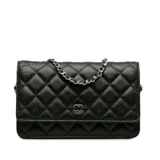 シャネル(CHANEL)の美品 シャネル マトラッセ ココマーク チェーン ウォレット ショルダーバッグ キャビアスキン レディース CHANEL 【228-41269】(財布)