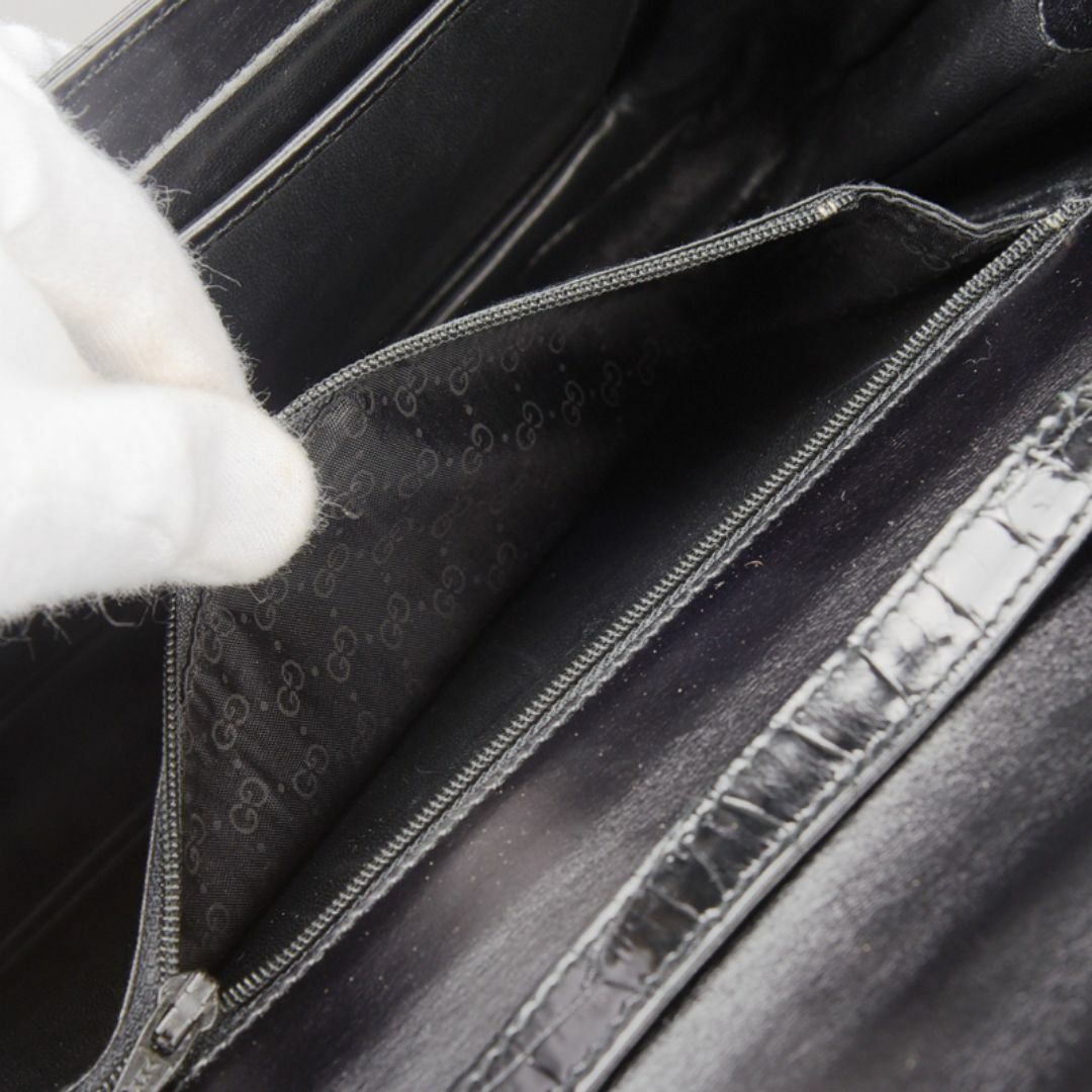Gucci(グッチ)のレア 美品♡GUCCIオールド グッチ クロコダイル ショルダーバッグ ブラック レディースのバッグ(ショルダーバッグ)の商品写真