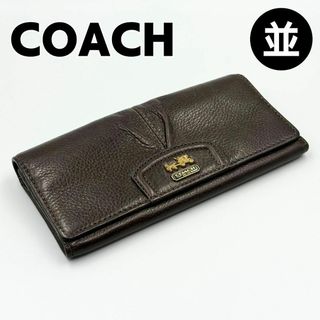 コーチ(COACH)のコーチ 長財布 ウォレット レザー ダークブラウン 馬車(財布)