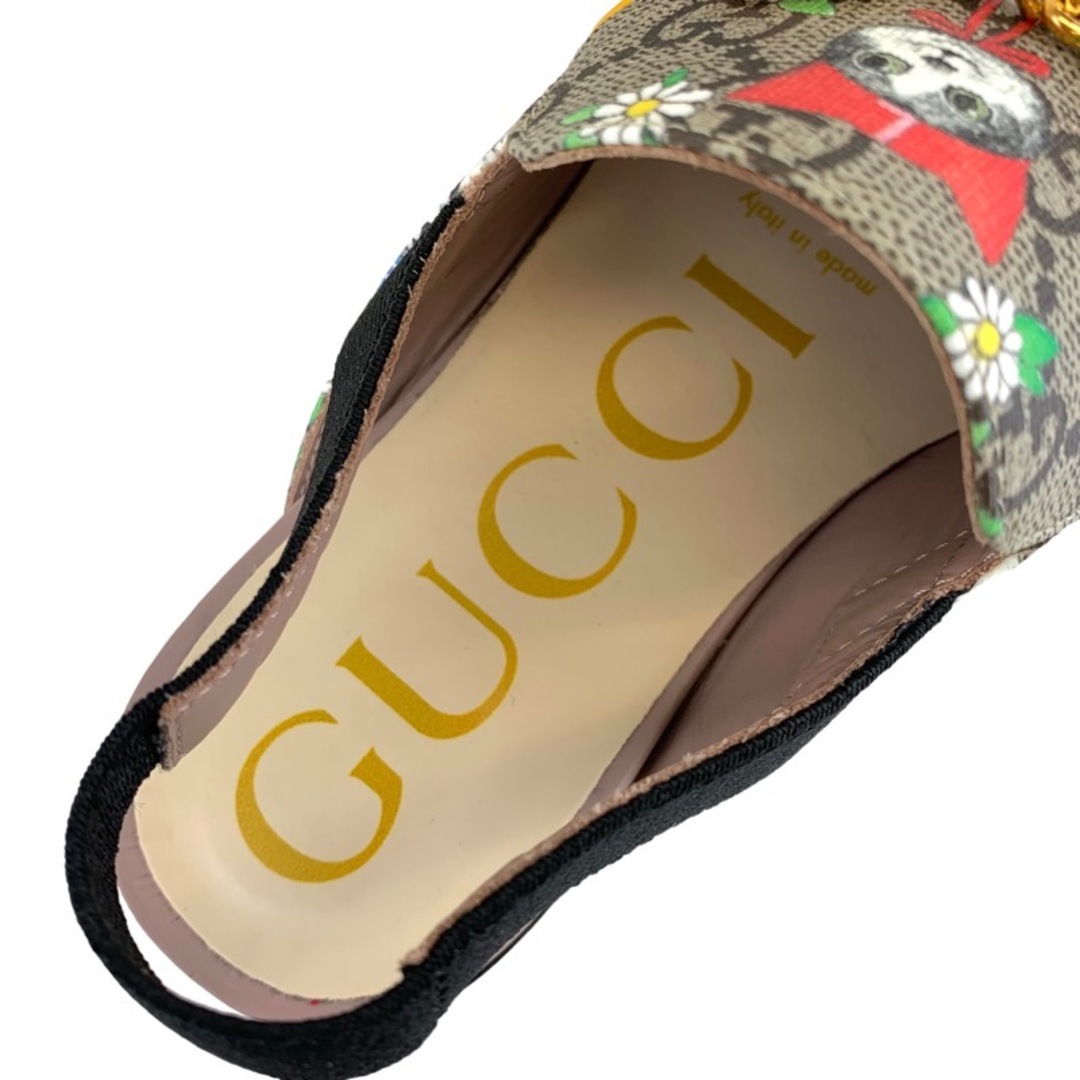 Gucci(グッチ)のグッチ GUCCI プリンスタウン フラットサンダル スリッパサンダル 靴 シューズ ホースビット キャット フラワー レザー ベージュ キッズ キッズ/ベビー/マタニティのキッズ靴/シューズ(15cm~)(サンダル)の商品写真