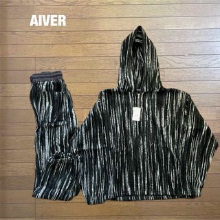 AIVER ニットストライプハーフジップパーカー　イージーパンツ　セットアップ(パーカー)