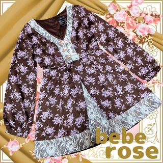 ベベローズ(beberose)のbeberose/花柄レース長袖ワンピース/秋アンクルージュ/リズリサ/藤井リナ(ミニワンピース)