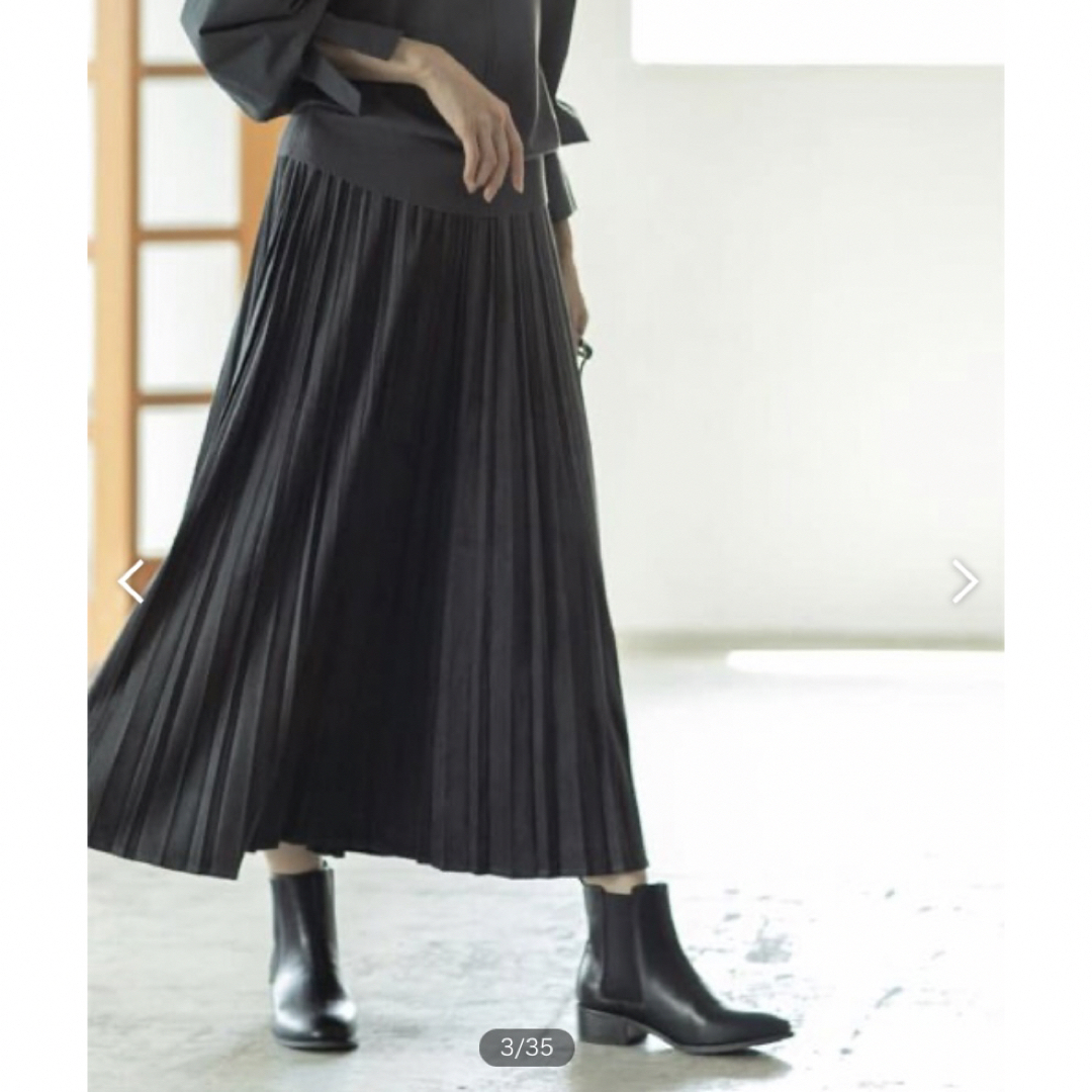 OPAQUE.CLIP(オペークドットクリップ)のフェイクスエード イージープリーツスカート M レディースのスカート(ロングスカート)の商品写真