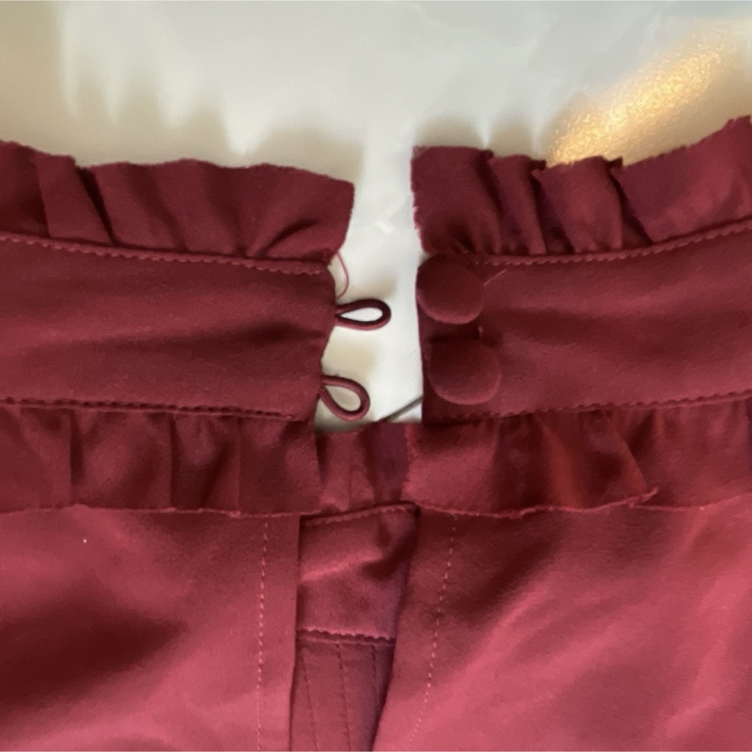 ZARA(ザラ)のザラZARA レース 襟付き  長袖 シャツ フリル ブラウス ボルドー 赤　S レディースのトップス(シャツ/ブラウス(長袖/七分))の商品写真