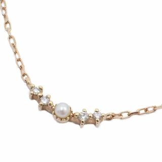 アガット(agete)のagete アガット ライン ネックレス K10PG/パール/ダイヤモンド0.03ct(ネックレス)