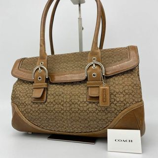 コーチ(COACH)の【coach】肩掛け　ハンドバッグ　トートバッグ　シグネチャー　ブラウン系(ハンドバッグ)