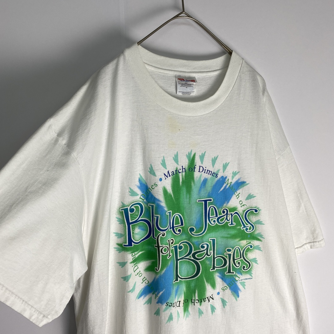 【半袖Tシャツ　プリントデザイン　グラデーション　白　緑　青　古着】 メンズのトップス(Tシャツ/カットソー(半袖/袖なし))の商品写真