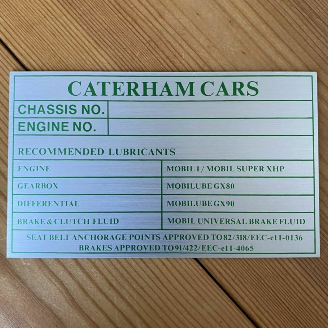 Caterham Cars 交換用ブランク VIN シャーシ プレート 自動車/バイクの自動車(車体)の商品写真