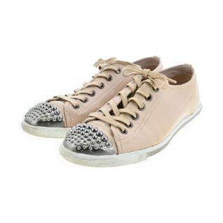 ミュウミュウ(miumiu)のMiu Miu スニーカー 38 1/2(25cm位) ベージュxシルバー 【古着】【中古】(スニーカー)