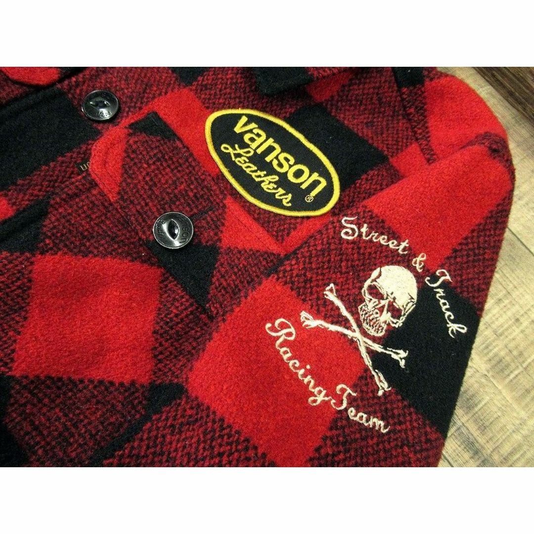 VANSON(バンソン)のバンソン スカル刺繍 ワッペン 装飾 バッファロー チェック シャツ ジャケット メンズのジャケット/アウター(ブルゾン)の商品写真