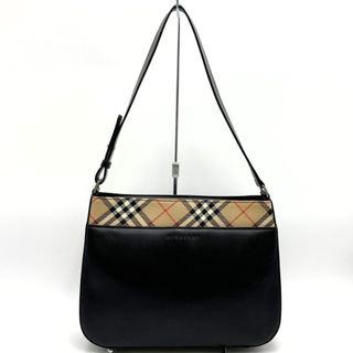 バーバリー(BURBERRY)のBURBERRY バーバリー  ショルダーバッグ ワンショルダーバッグ ブラック 黒 キャンバス×レザー ノバチェック レディース ウィメンズ 【中古】(ショルダーバッグ)