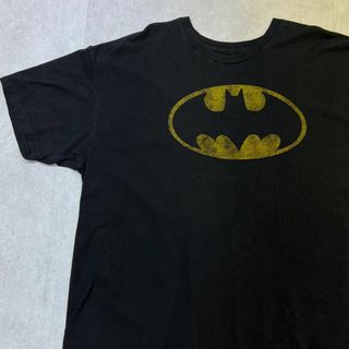 バットマン　エンブレム　ロゴプリント　半袖Tシャツ　古着　ブラック　2XL(Tシャツ/カットソー(半袖/袖なし))