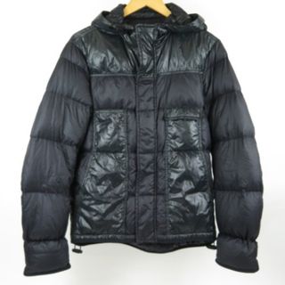 バレンシアガ(Balenciaga)の極美品 BALENCIAGA バレンシアガ フード付き　ジップアップ　アウター　50　防寒 ダウンジャケット ナイロン/フェザー100％ ネイビー メンズ【中古】(ダウンジャケット)