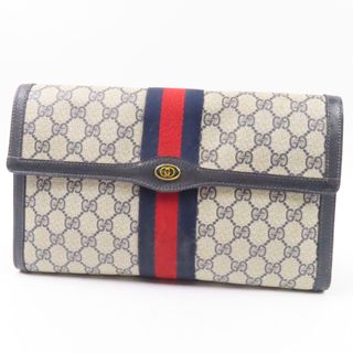 グッチ(Gucci)のGUCCI グッチ GG柄 セカンドバッグ ヴィンテージ オールド クラッチバッグ PVC ネイビー メンズ【中古】(セカンドバッグ/クラッチバッグ)