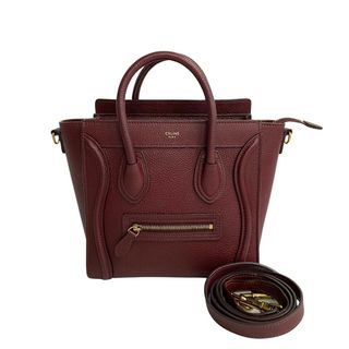 セリーヌ(celine)の未使用保管品 袋付 CELINE セリーヌ ラゲージ ナノショッパー レザー 本革 2way ハンドバッグ ミニ ショルダーバッグ ボルドー 23875(ハンドバッグ)