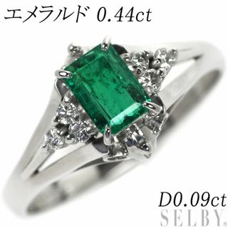 Pt900 エメラルド ダイヤモンド リング 0.44ct D0.09ct(リング(指輪))