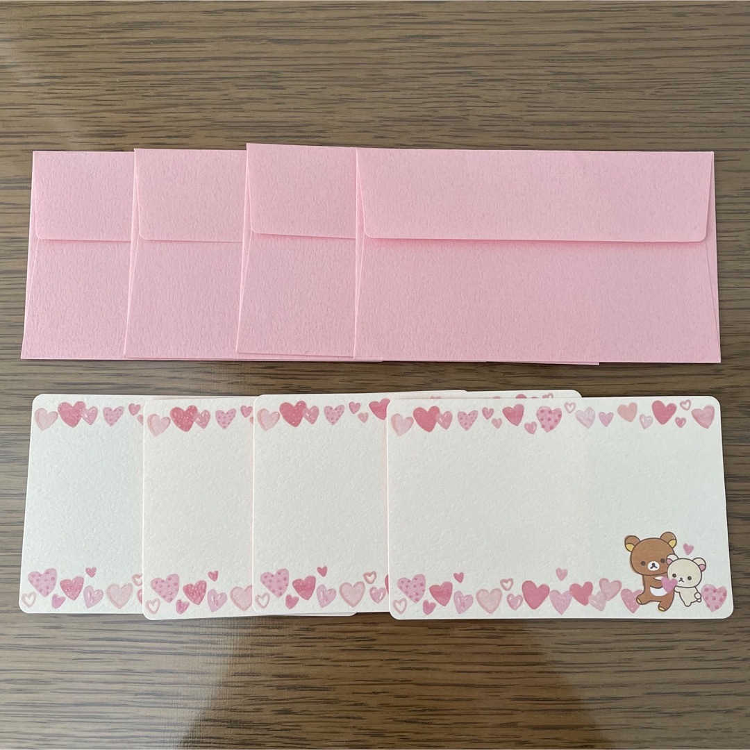 リラックマ(リラックマ)のリラックマ コリラックマ レターセット 手紙 封筒 メッセージカード ピンク色 ハンドメイドの文具/ステーショナリー(カード/レター/ラッピング)の商品写真